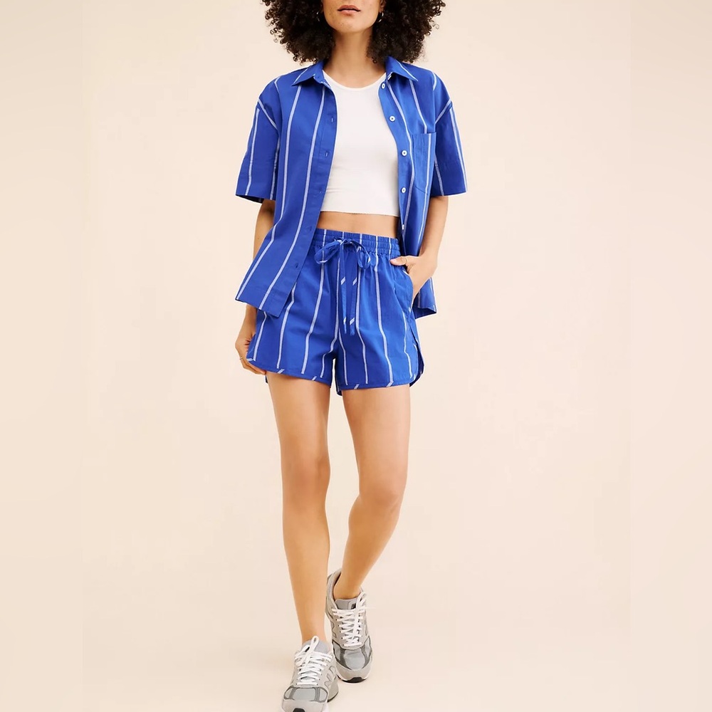 Madewell Blue and White oversized boxy shirt